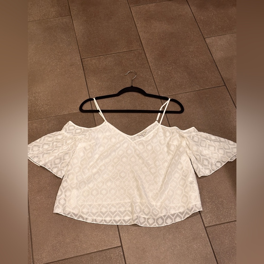 GUESS White Lace Cold-Shoulder Camisole Size Small